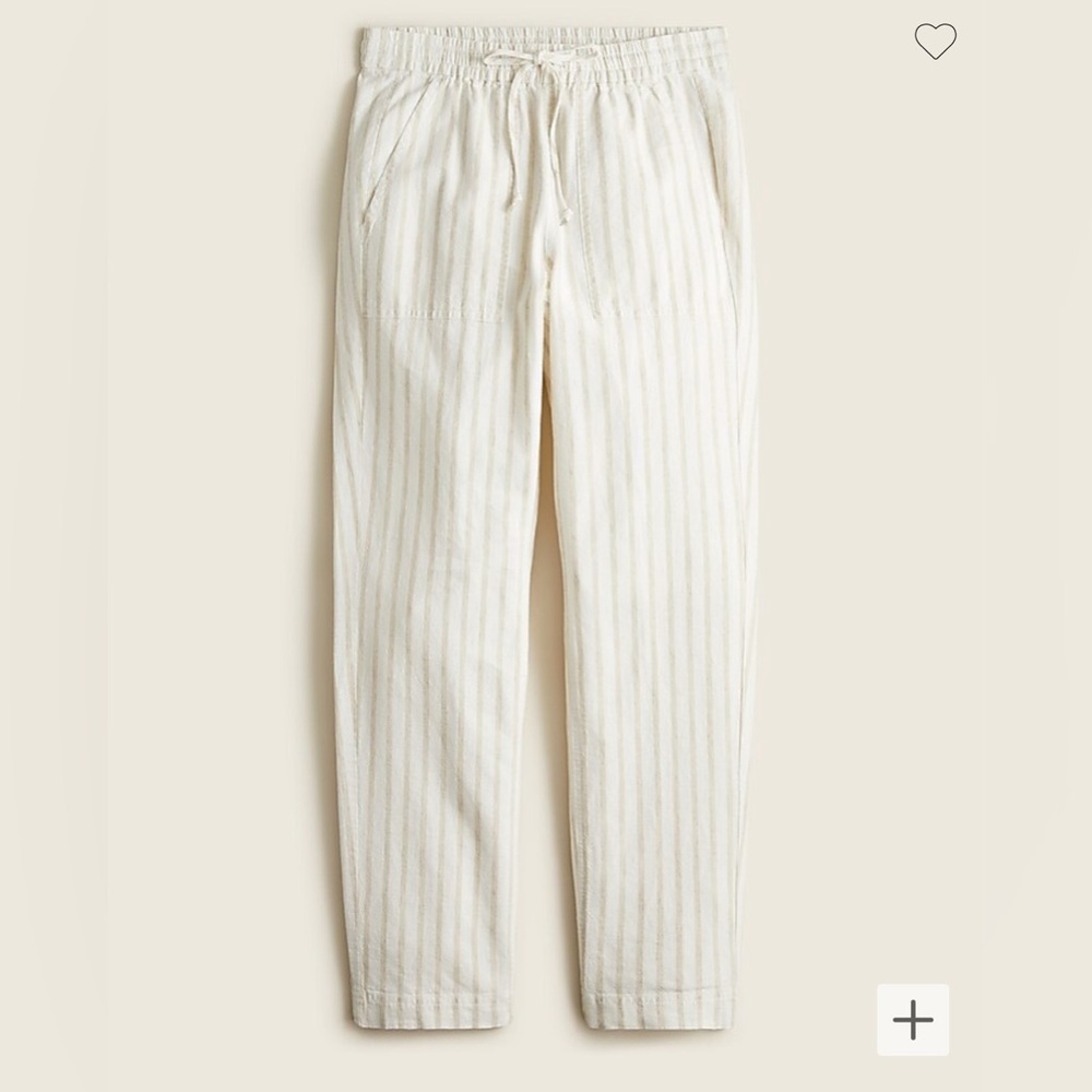 J. CREW Linen Cotton High Rise New Seaside Straight Leg Pant Stripe Size S NWT